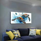 Sea Turtles Swimming Blue White Wall Art Canvas Office Home Room Framed 120x60cm