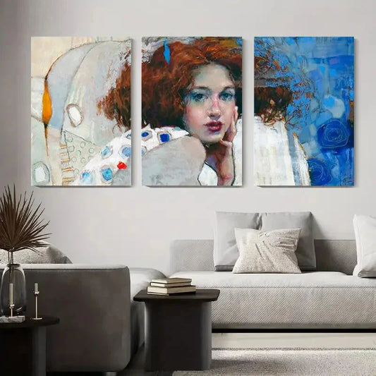 3pcs Abstract Female Portrait Metal Print Ready to Hang Art