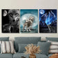 3pcs Moonlit Night Scene Stunning Wolf Wall Art Set Canvas Framed 40x60cm - High Quality Print 100% Australian Made Wall Canvas Ready to Hang