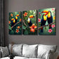 3pcs Colorful Bird and Floral Vibrant Tropical Wall Art Set Canvas Framed 40x60cm - High Quality Print 100% Australian Made Wall Canvas Ready to Hang