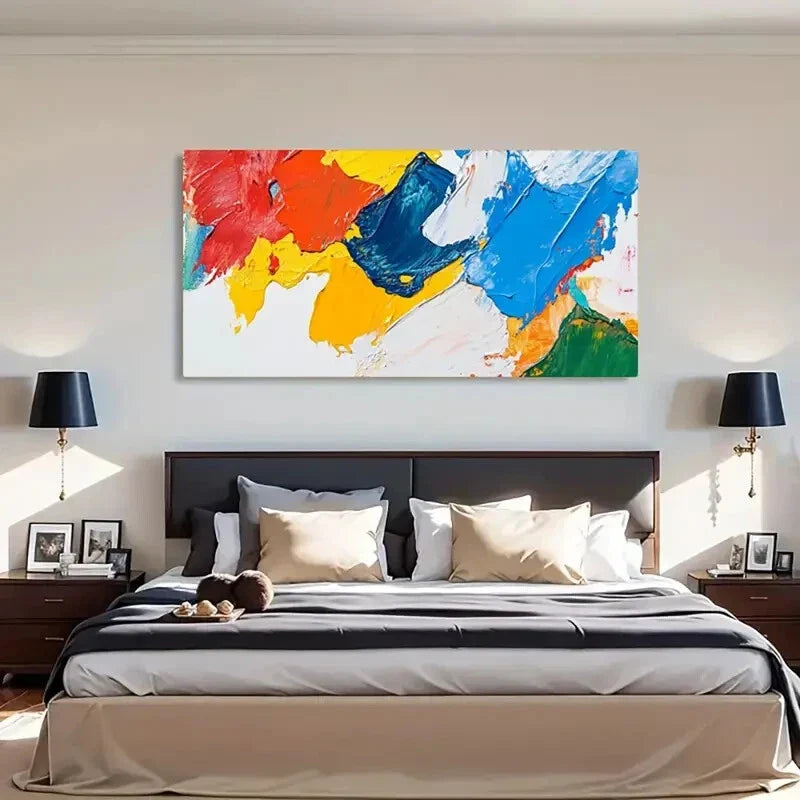 Bold Strokes & Vibrant Colors Wall Art Canvas Office Home Room Framed 80x45cm