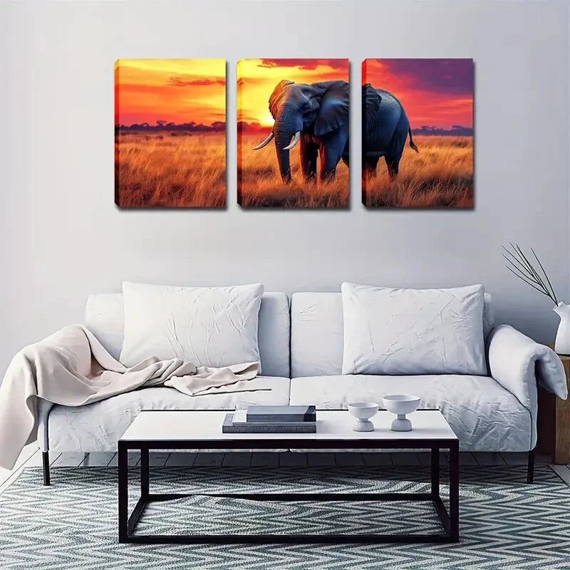3pcs Elephant colorful painting Wall Art Set Canvas Framed 40x60cm - High Quality Print 100% Australian Made Wall Canvas Ready to Hang