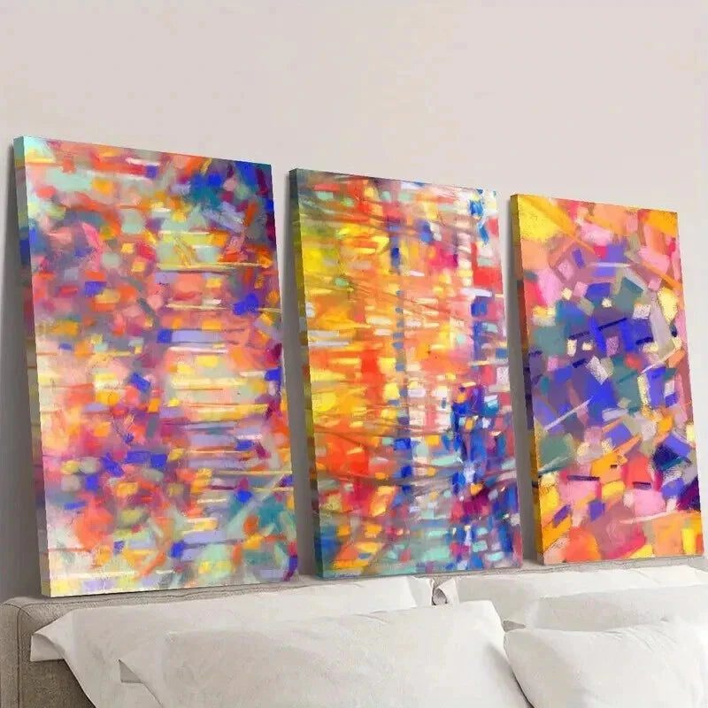 3pcs Abstract Colorful Texture Oil Painting Wall Art Set Canvas Framed 40x60cm - High Quality Print 100% Australian Made Wall Canvas Ready to Hang