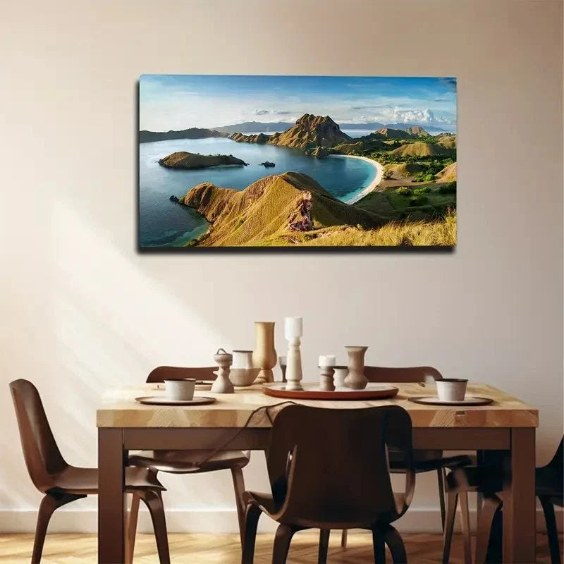 Komodo Dragon Island Wall Art Canvas Office Home Room Framed 80x45cm
