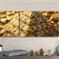 3pcs Golden Miniature Pyramid Golden Metal Print Ready to Hang Art