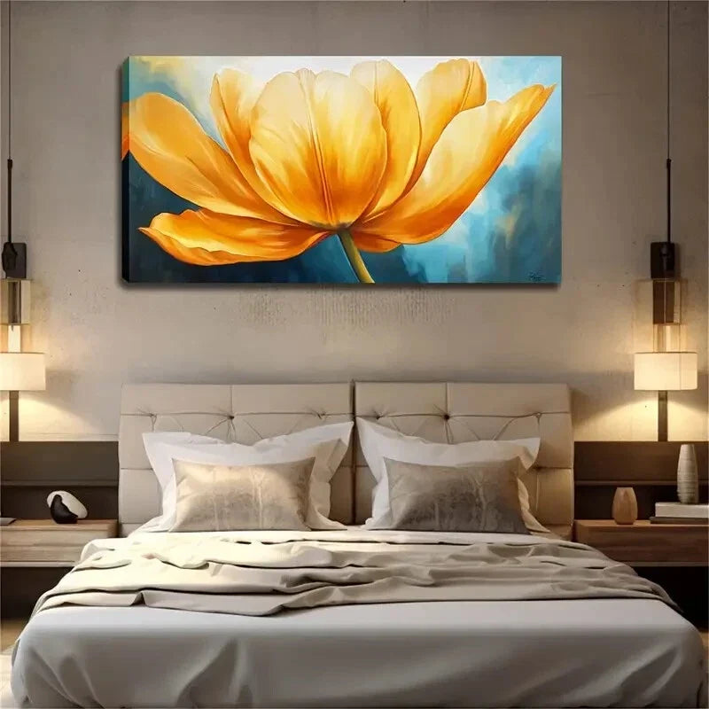 Petals Present Bright Yellows Wall Art Canvas Office Home Room Framed 120x60cm