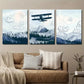 3pcs Airplane Flying Over Mountain and Forest Wall Art Set Canvas Framed 40x60cm - High Quality Print 100% Australian Made Wall Canvas Ready to Hang
