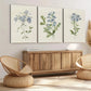 3pcs Vintage Botanical Blue Flowers Green Leaves Wall Art Set Canvas Framed 40x60cm - High Quality Print 100% Australian Made Wall Canvas Ready to Hang