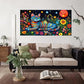 Blue Eyed Cat Floral Wall Art Canvas Office Home Room Framed 80x45cm