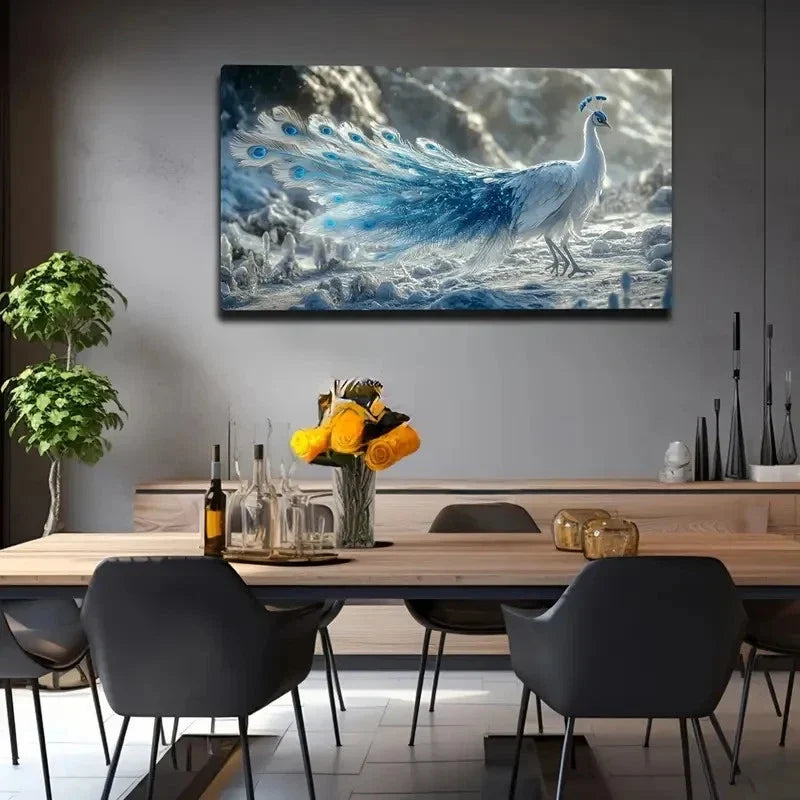 White Peacock Feathers Dreamy Wall Art Canvas Office Home Room Framed 120x60cm