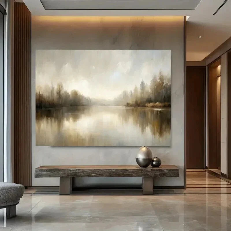 River & Lush Greenery wall canvas office home room framed 120x60cm