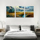 3pcs Blue Country Villa White Clouds Metal Print Ready to Hang Art