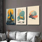 3pcs Modern Deer Forest Elegant Nature Golden Wall Art Set Canvas Framed 40x60cm - High Quality Print 100% Australian Made Wall Canvas Ready to Hang