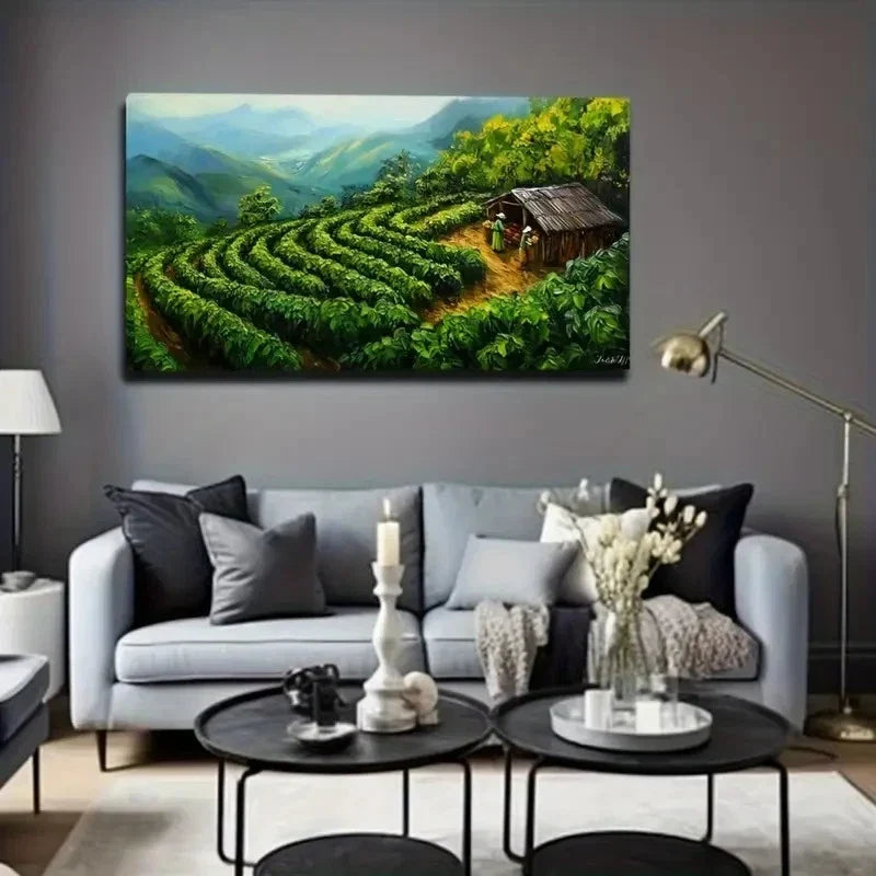 Rustic Tea Garden House Décor Wall Art Canvas Office Home Room Framed 120x60cm