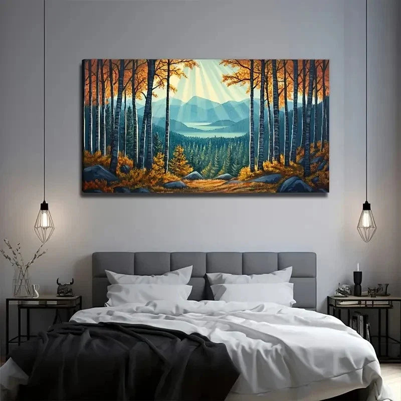 Abstract Sunshine Wood Wall Art Canvas Office Home Room Framed 120x60cm