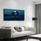 Moonlit Tree In Open Field Wall Art canvas office home room framed 120x60cm