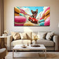 Whimsical Dog Drive Perfect Wall Art Canvas Office Home Room Framed 80x45cm