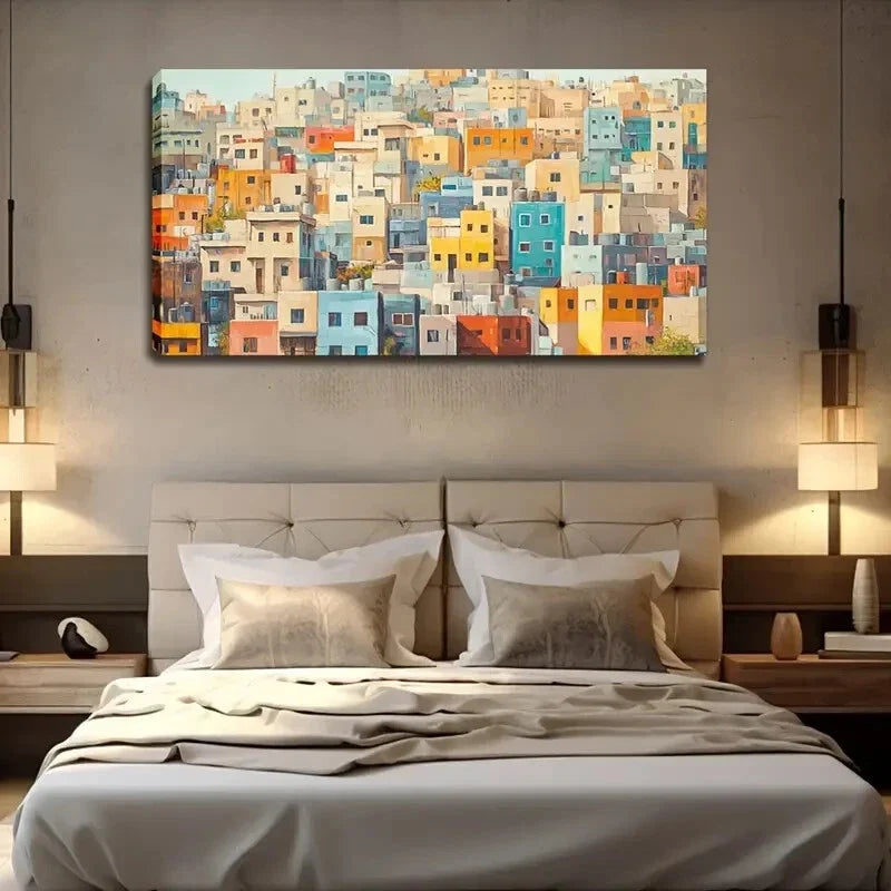 Solid Colorful Houses Exquisite Wall Art Canvas Office Home Room Framed 120x60cm
