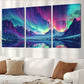 3pcs Decorative Aurora Borealis Icy Mountains Wall Art Set Canvas Framed 40x60cm - High Quality Print 100% Australian Made Wall Canvas Ready to Hang