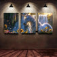 3pcs Beautiful Unicorn Standing Around a Waterfall Metal Print Ready to Hang Art