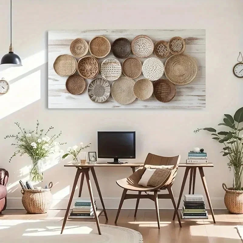Modern Geometric Circle Decor Wall Art Canvas Office Home Room Framed 120x60cm