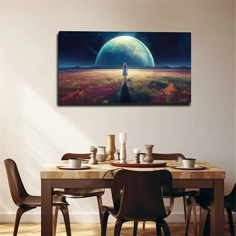 Shocking Moon Standing Little Wall Art Canvas Office Home Room Framed 120x60cm