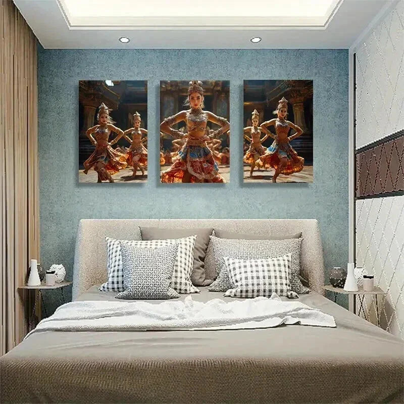 3pcs Traditional Dance Performance Prefect Wall Art Set Canvas Framed 40x60cm - High Quality Print 100% Australian Made Wall Canvas Ready to Hang