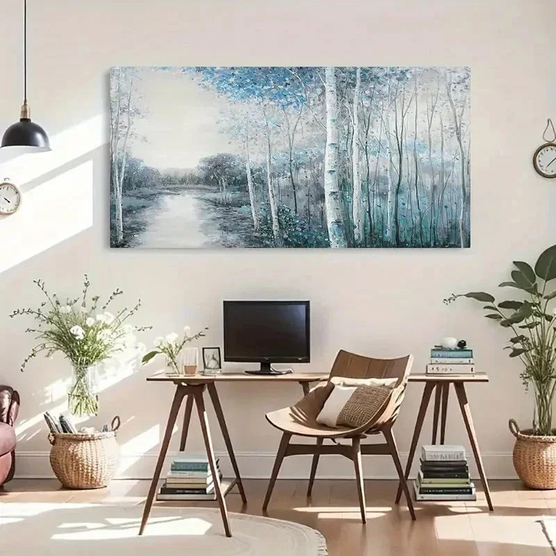 Abstract Blue Tree Versatile Wall Art Canvas Office Home Room Framed 120x60cm