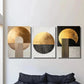 3pcs Golden and Copper Geometric Abstract Wall Art Set Canvas Framed 40x60cm - High Quality Print 100% Australian Made Wall Canvas Ready to Hang