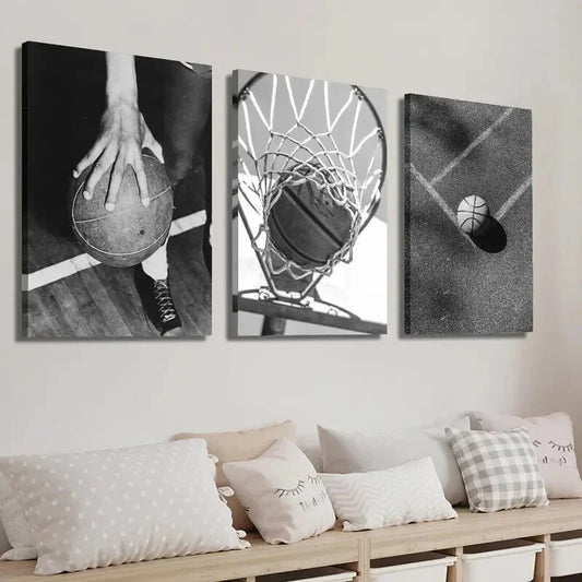 3pcs Basketball Hoop Creative Wall Art Set Canvas Framed 40x60cm - High Quality Print 100% Australian Made Wall Canvas Ready to Hang