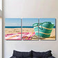 3pcs Beach Scene Vibrant Coastal Metal Print Ready to Hang Art