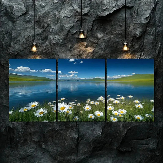 3pcs Serene Blue Sky & White Clouds Perfect Wall Art Set Canvas Framed 40x60cm - High Quality Print 100% Australian Made Wall Canvas Ready to Hang