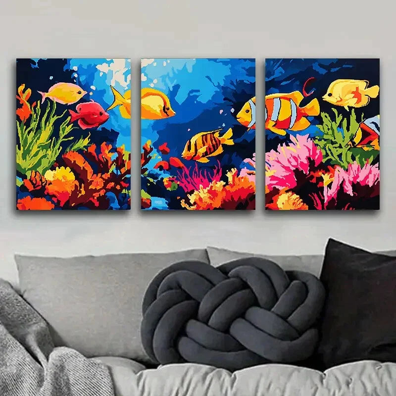 3pcs Tropical Fish Sea Colorful Ocean Perfect Wall Art Set Canvas Framed 40x60cm - High Quality Print 100% Australian Made Wall Canvas Ready to Hang