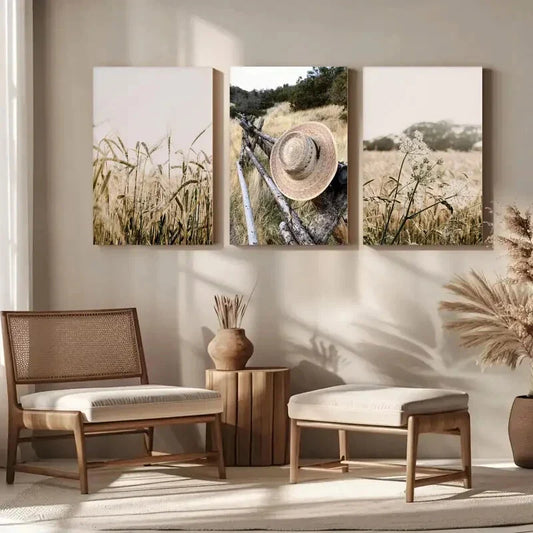 3pcs Rustic Country Landscape Farmhouse Metal Print Ready to Hang Art