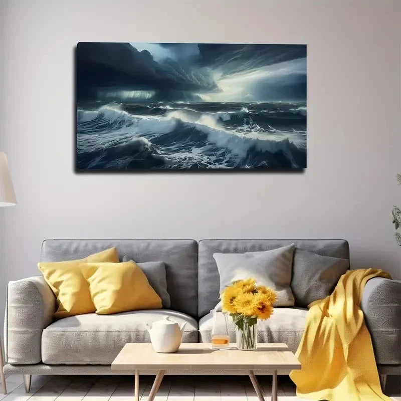 Elegant Wave Design Wall Art Canvas Office Home Room Framed 80x45cm