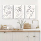 3pcs Minimalist Woman Flower Line Canvas Framed 40x60cm - High Quality Print 100% Australian Made Wall Canvas Ready to Hang