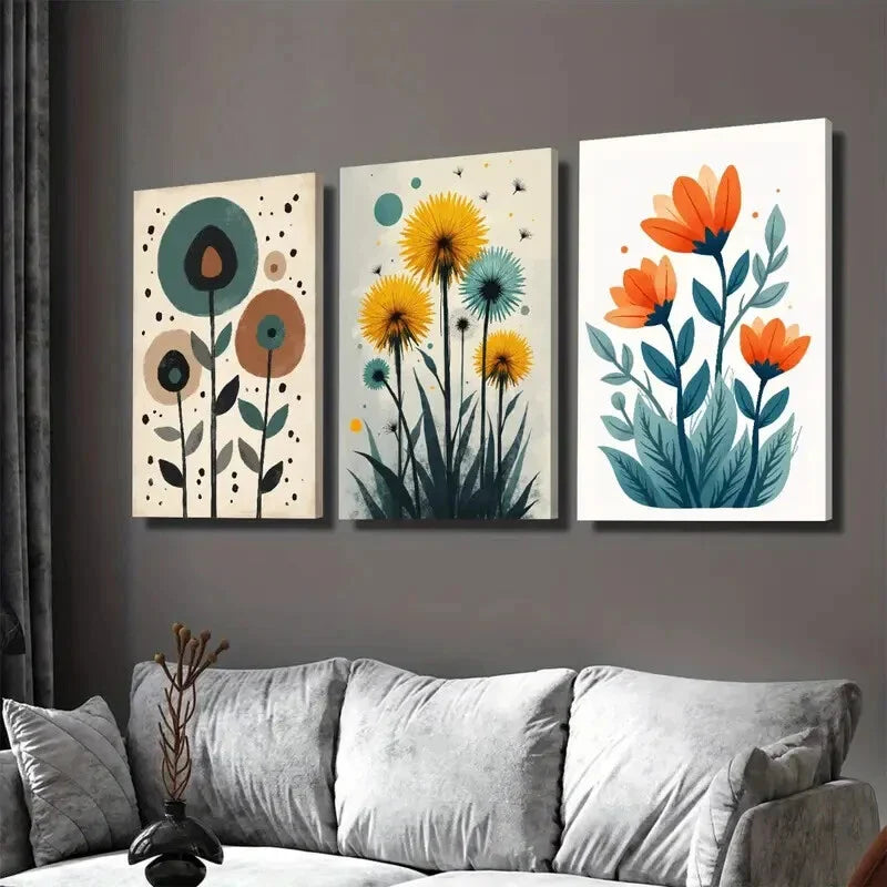 3pcs Modern Minimalist Floral Abstract Wall Art Set Canvas Framed 40x60cm - High Quality Print 100% Australian Made Wall Canvas Ready to Hang