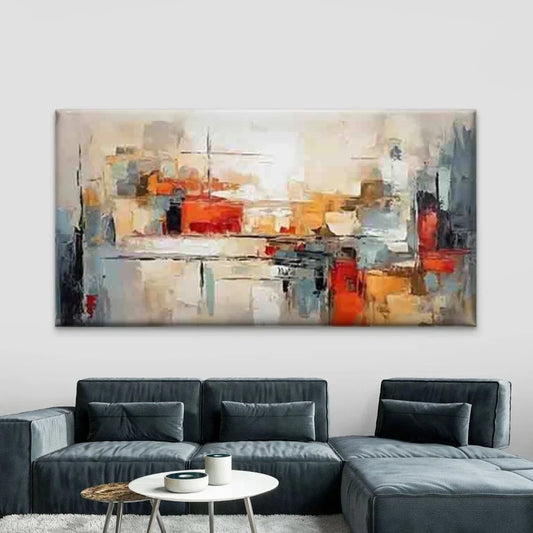 Abstract Cityscape Wall Art Canvas Office Home Room Framed 80x45cm