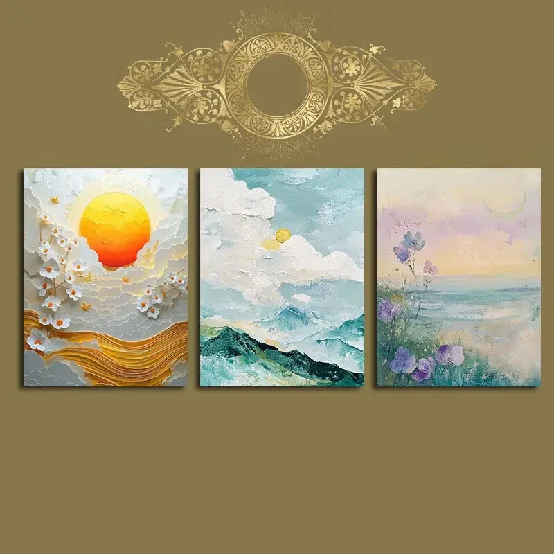 3pcs Rustic Countryside &amp; Floral Scenes Versatile Metal Print Ready to Hang Art