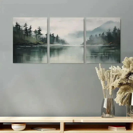 3pcs Tropical River Scene Boho Landscape Metal Print Ready to Hang Art