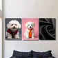 3pcs Cute Puppy Pink & Black Backgrounds Metal Print Ready to Hang Art