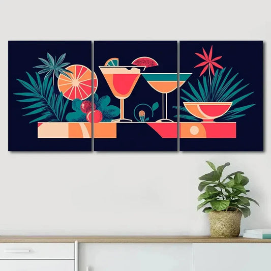 3pcs Colorful Triptych Bottle Nice Perfect Wall Art Set Canvas Framed 40x60cm - High Quality Print 100% Australian Made Wall Canvas Ready to Hang