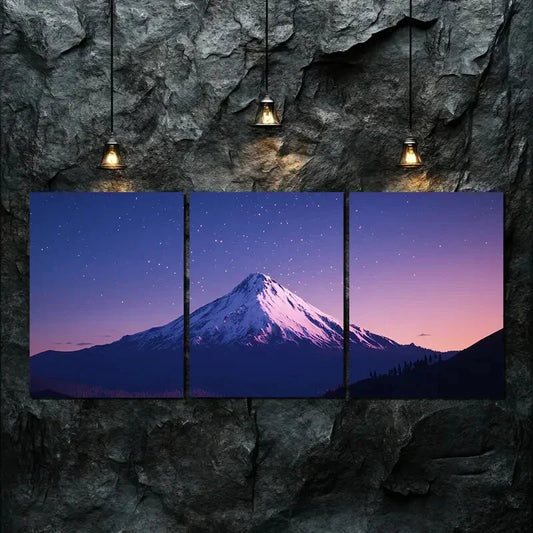 3pcs White Snow Mountain Purple Darkness Perfect Wall Art Set Canvas Framed 40x60cm - High Quality Print 100% Australian Made Wall Canvas Ready to Hang
