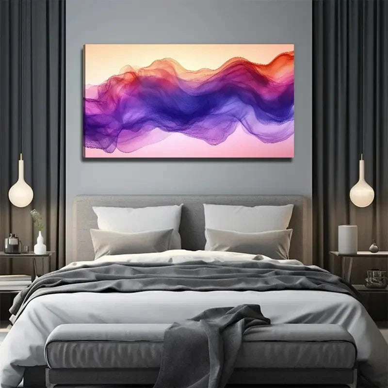 Vibrant Swirling Color Abstract Wall Art Canvas Office Home Room Framed 80x45cm