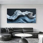 Abstract Blue Wave Wall Art wall canvas office home room framed 120x60cm