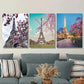 3pcs Beautiful Eiffel Tower Triptych Landscape Wall Art Set Canvas Framed 40x60cm - High Quality Print 100% Australian Made Wall Canvas Ready to Hang