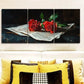 3pcs Red roses from the newspaper Metal Print Ready to Hang Art