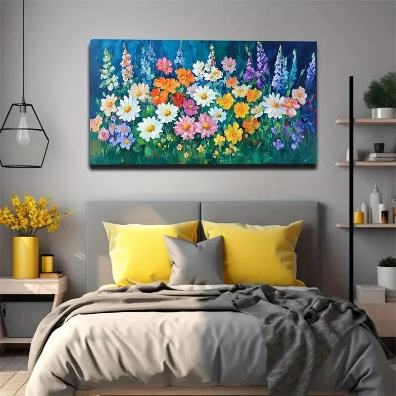 Vibrant Colorful Flowers Bloom Wall Art Canvas Office Home Room Framed 120x60cm
