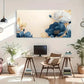 Blue Floral Leaves Botanical Wall Art Canvas Office Home Room Framed 120x60cm