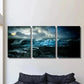 3pcs Amazing Deep Ocean Waves at Night Wall Art Set Canvas Framed 40x60cm - High Quality Print 100% Australian Made Wall Canvas Ready to Hang